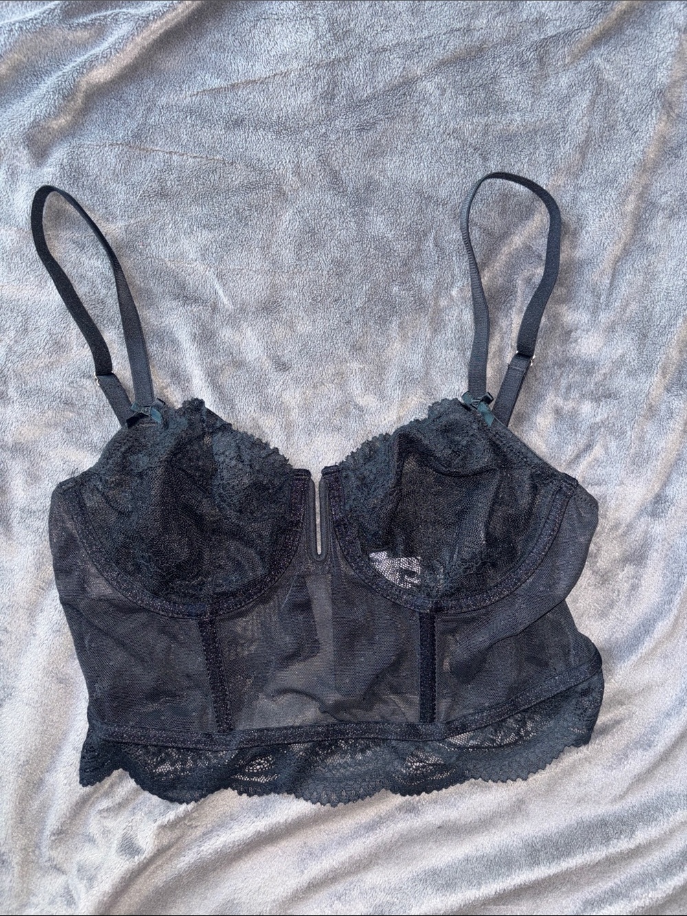 Black Lace Longline Corset Bralette - Women Intimates